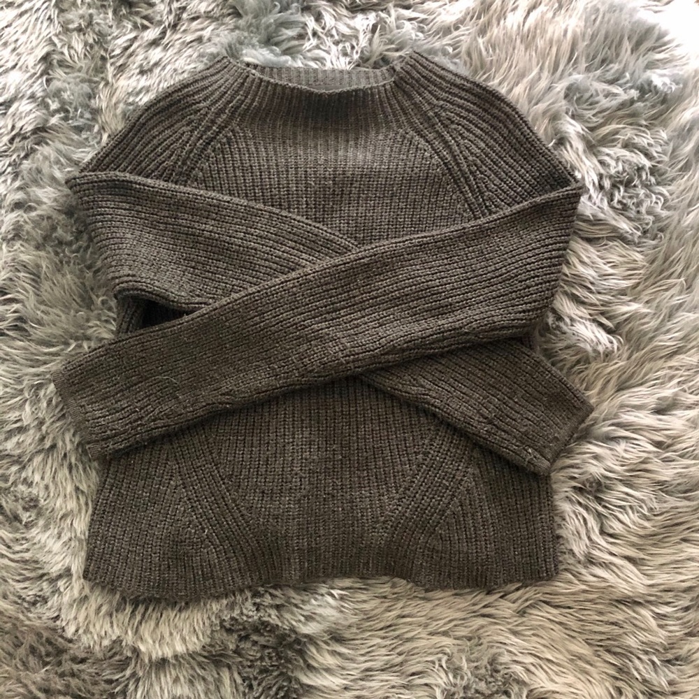 Grey Cropped Mock neck sweater